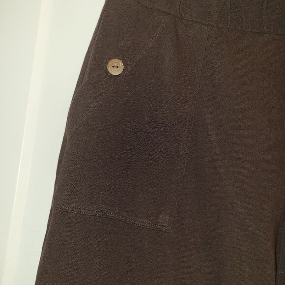 Pure J Jill Women's Brown  Cotton Linen Blend Wide Leg Crop Pants Size PM Petite - Picture 3 of 7